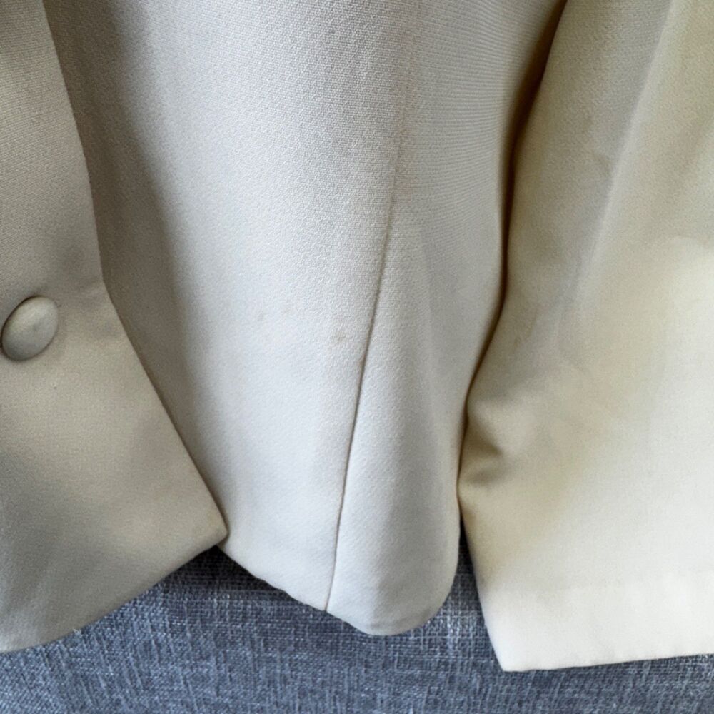 Plaza South Cream White Satin Shawl Collar Blazer Jacket Vintage Size 18 - Picture 5 of 13